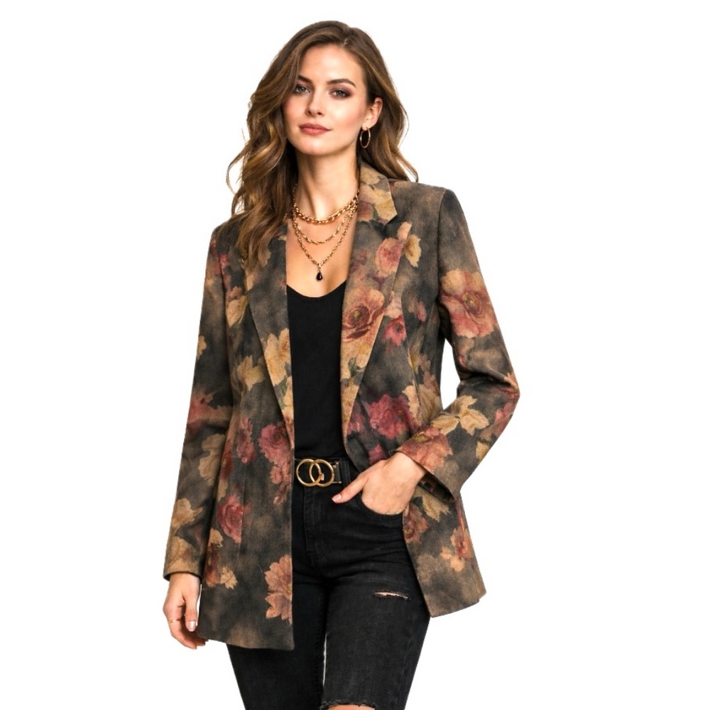 Solitaire, Anthropologie- Floral soft Women's Jacket,
Size xl